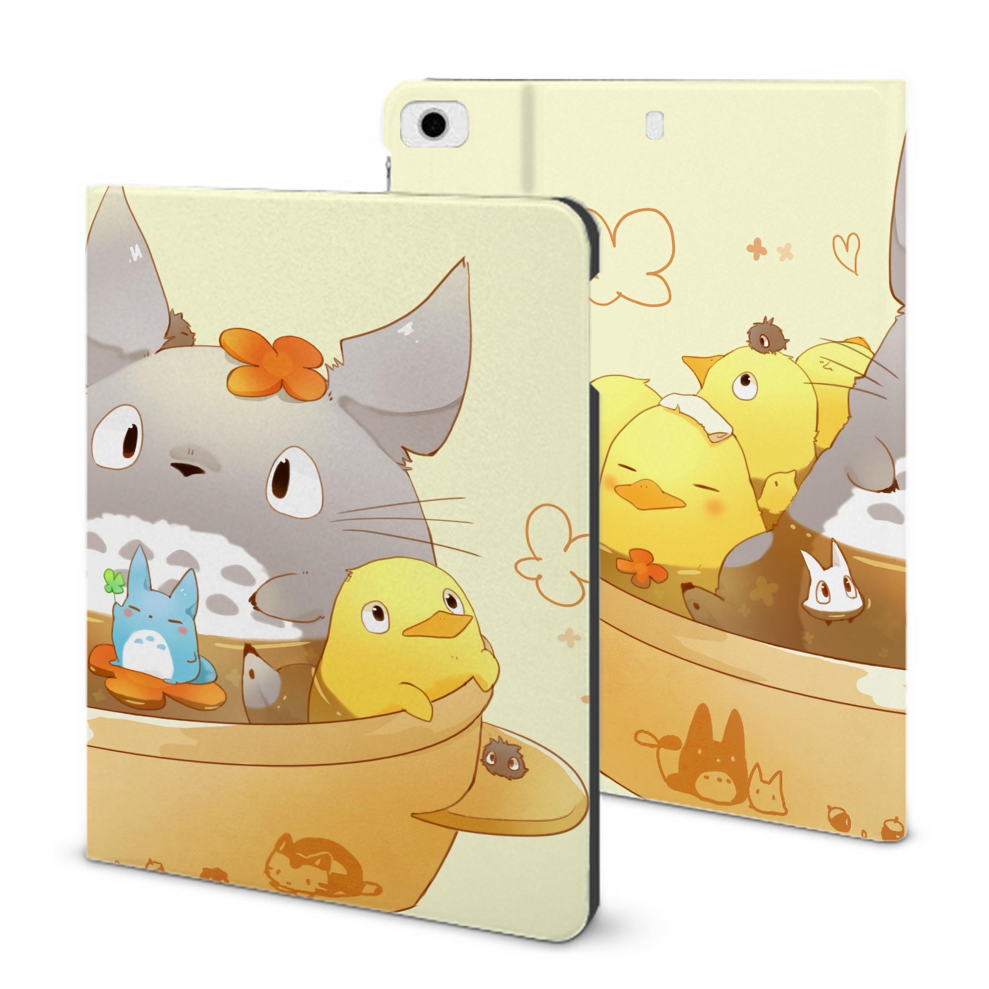 （画像用） となりのトトロ 草壁メイ 草壁サツキ My Neighbor Totoro Satsuki Kusakabe Mei Kusakabe IPad ケース ブック型 PUレザー TPU 耐衝撃 軽量 薄型 ペン収納なし 全面保護 IPad 各モデル対応